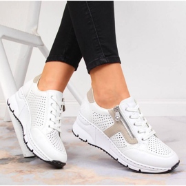 Pantofi cu pană din piele albă Rieker W N6304-80 2