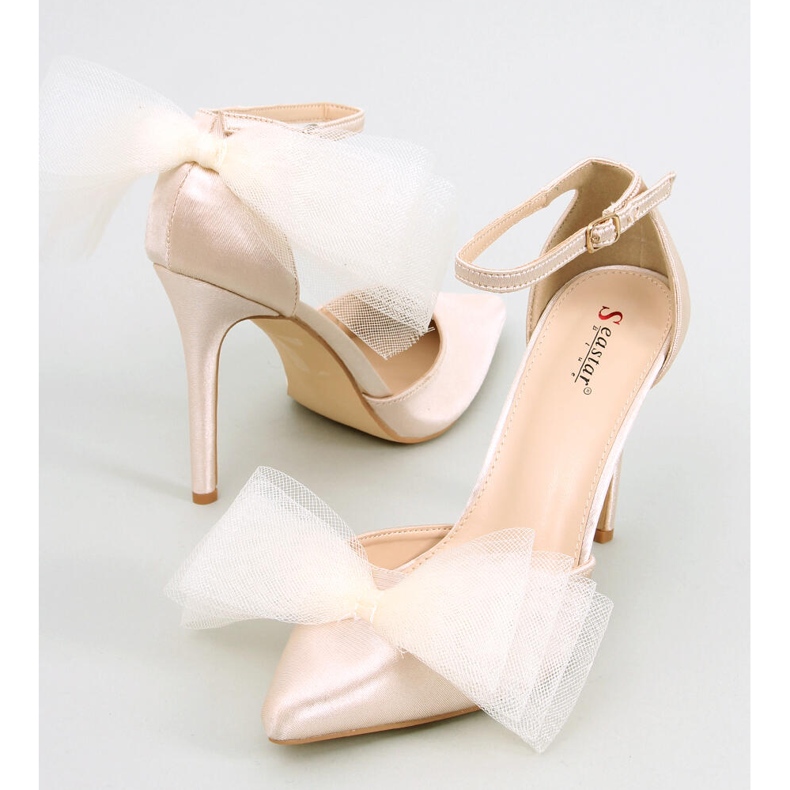 Stilettos cu fundita din tulle bej Sheena 1 Stilettos cu fundita din tulle bej Sheena 1