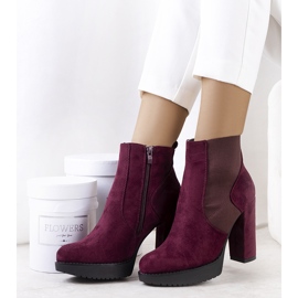 PA1 Botine cu toc înalt visiniu Macie claret multicolor 1