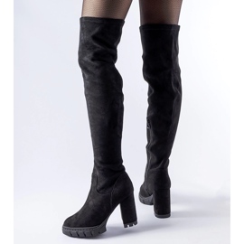 Cizme lungi negre cu toc Railroad negru 1