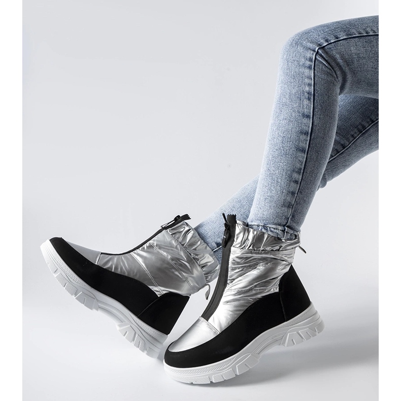 Cizme de zăpadă Controni izolate argintiu și negru 1