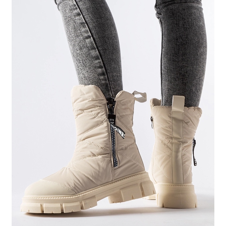 Cizme de zăpadă Antonina, matlasate, de culoare bej 1