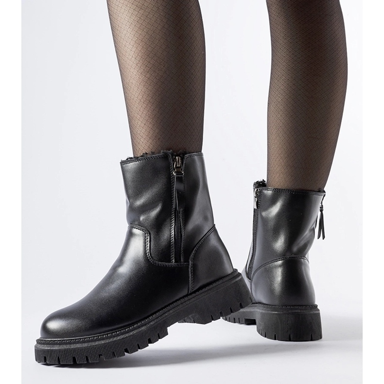 Cizme izolate negre cu două fermoare Papig negru 1 Cizme izolate negre cu două fermoare Papig negru 1