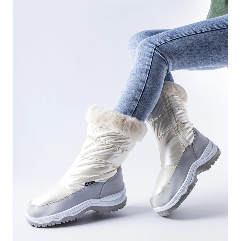 Cizme de zăpadă izolate Tronzano, gri perlat alb 1