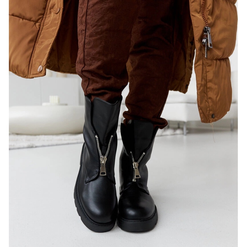 Botine izolate negre cu fermoar Oakdale negru 1