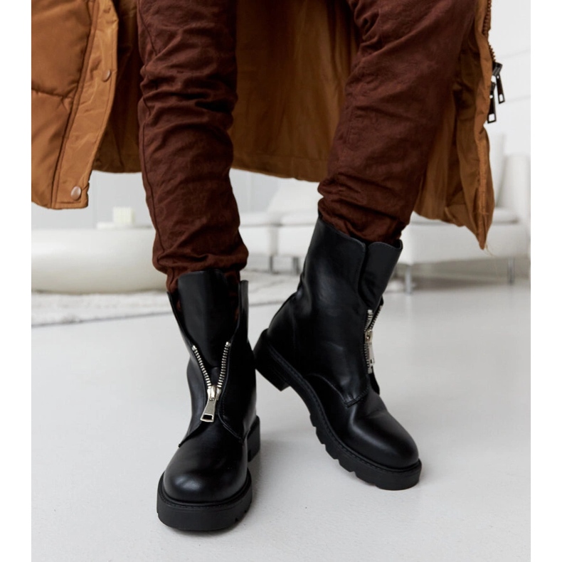 Botine izolate negre cu fermoar Oakdale negru 2