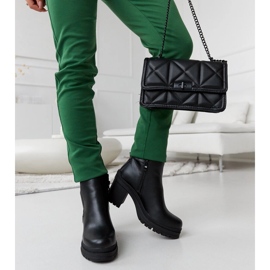 Botine negre cu toc mic, cu buclă pentru curea de la Favale negru 1