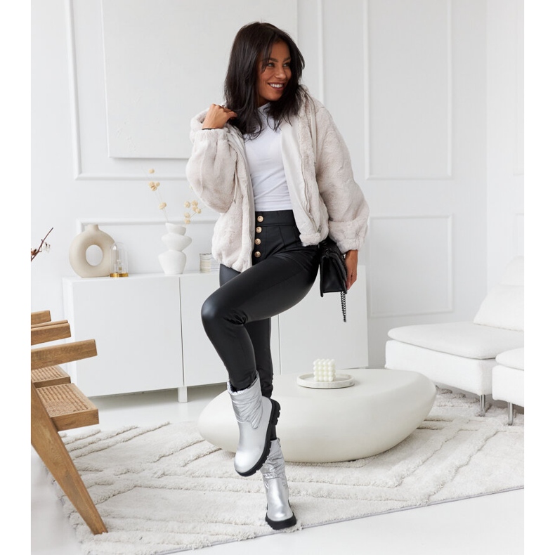 Botine izolate argintii cu matlasare Malvaro 1