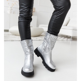Botine izolate argintii cu matlasare Malvaro 5