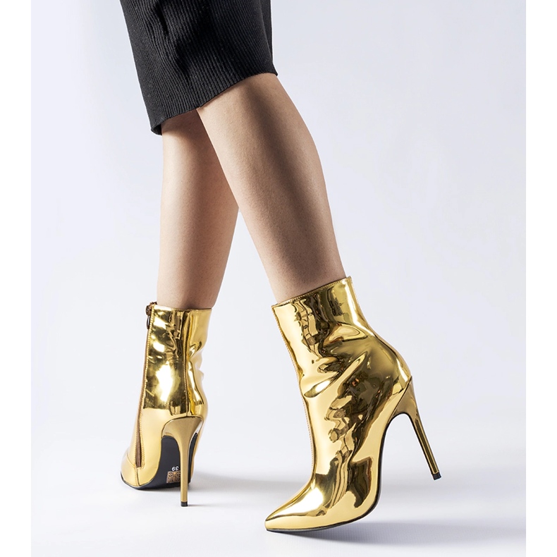Botine stiletto Gaetana aurii de aur 1