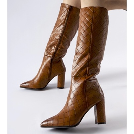 Cizme maro decorate cu matlasare Brannon 1