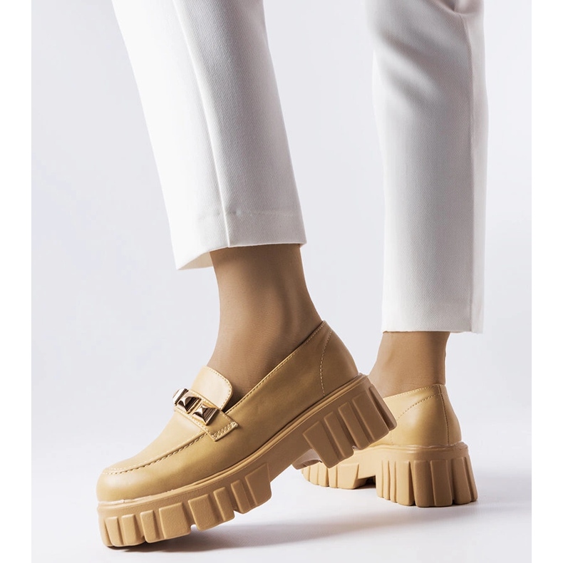 Mocasini cu platforma Frisco bej 1