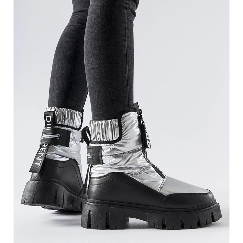 Cizme de zăpadă izolate argintii și negre Moorhead 1