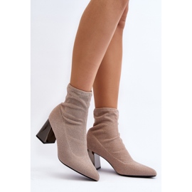Botine cu toc înalt bej strălucitor Sognota 1
