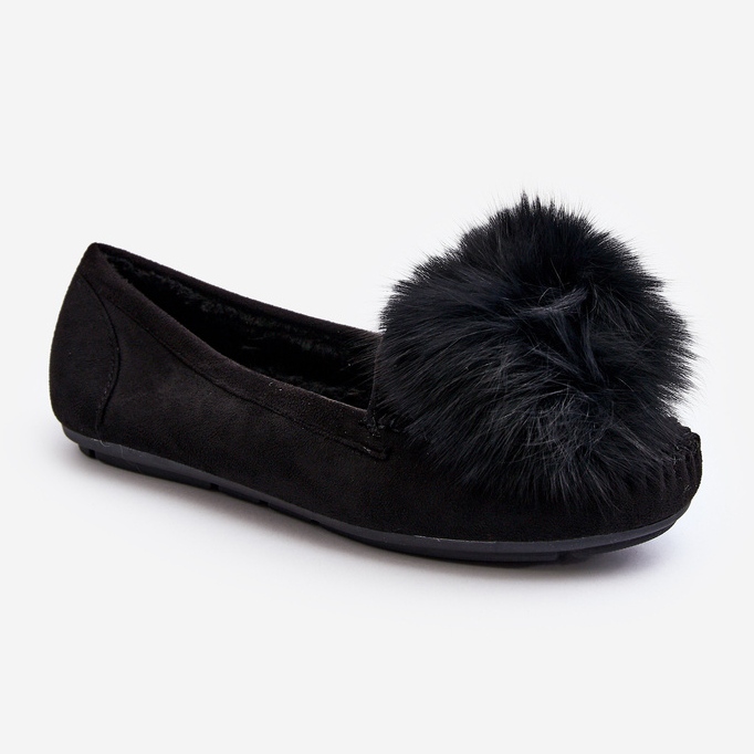 Mocasini De Dama Cu Blana Neagra Novas negru 1