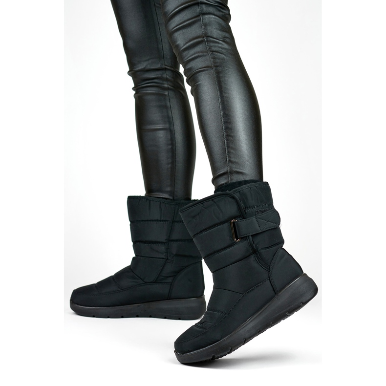 Cizme de zapada comode, cizme de iarna, botine matlasate, izolate cu Velcro negru 2