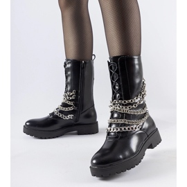 Botine izolate negre cu lanț Carroll negru 1
