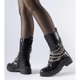 Botine izolate negre cu lanț Carroll negru 2