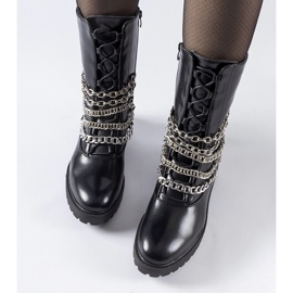 Botine izolate negre cu lanț Carroll negru 3