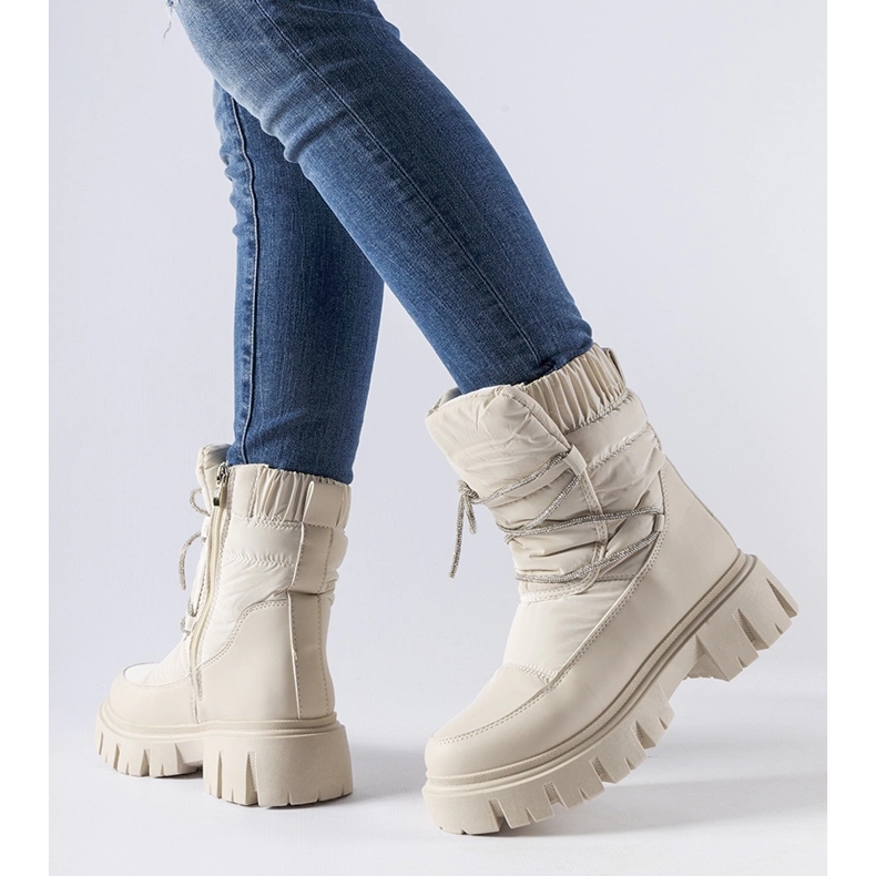 Cizme de zapada bej cu strasuri Pettenasco 1