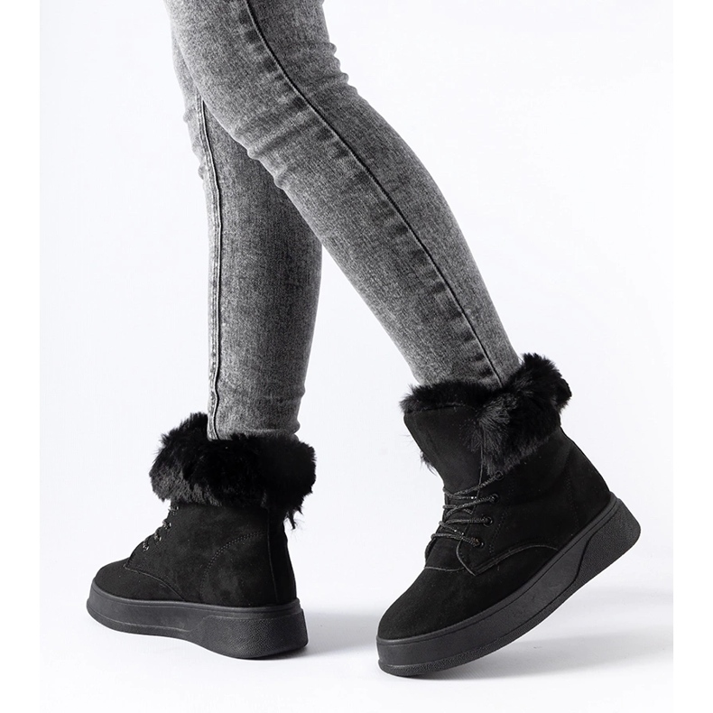 Cizme negre Oliverio pentru zapada cu platforma negru 1