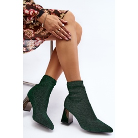 Botine verzi strălucitoare cu toc înalt Sognota verde 1