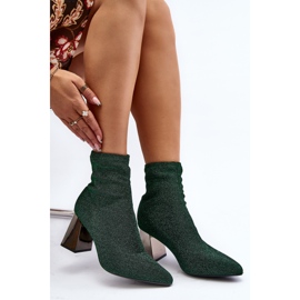 Botine verzi strălucitoare cu toc înalt Sognota verde 2