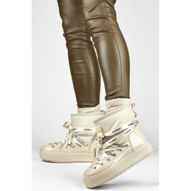 Cizme decorative de dama pentru zapada, pantofi de iarna bej 1