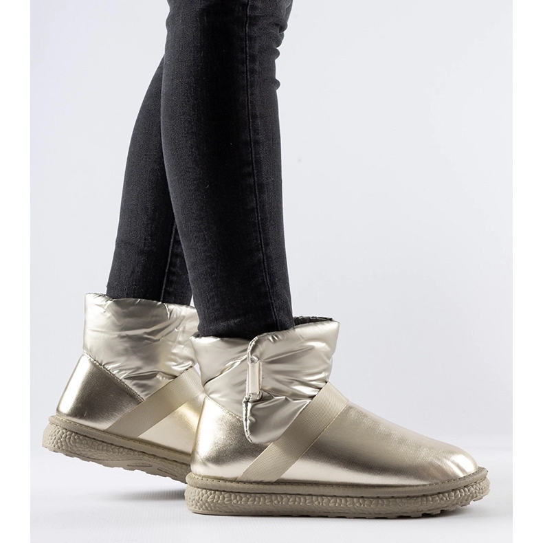 Cizme de zăpadă scurte Delaune aurii strălucitoare de aur 1