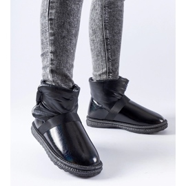 Cizme de zăpadă scurte Delaune negre strălucitoare negru 1