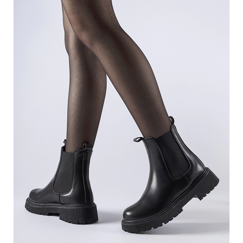 Botine cu glezne Edgar clasice izolate negre negru 1