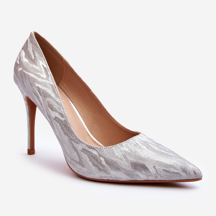 Tocuri înalte decorate cu sclipici argintiu Klonisa 1