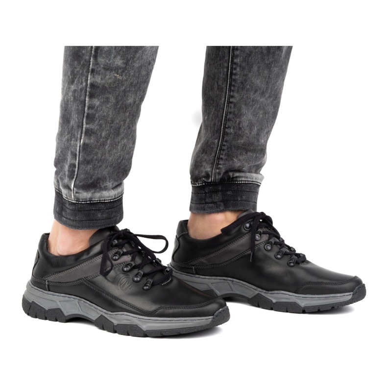 Olivier Pantofi casual barbati din piele 842MA negru 1