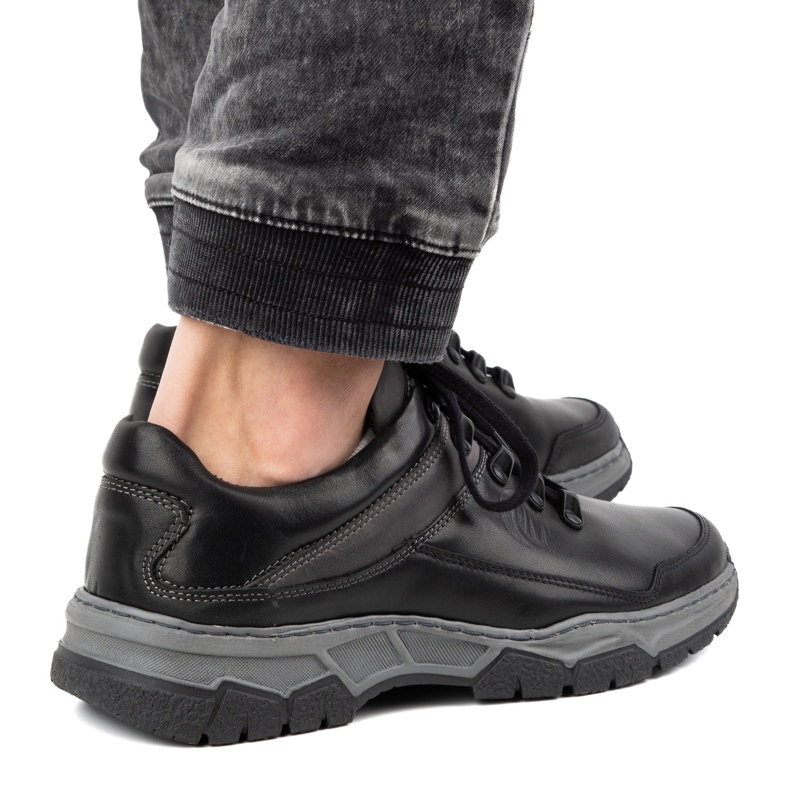 Olivier Pantofi casual barbati din piele 842MA negru 2