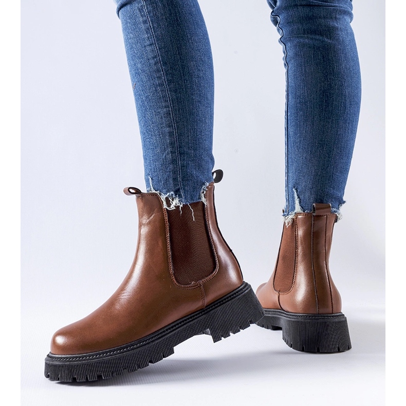 Botine clasice Edgar cu slip-on, maro, izolate 1