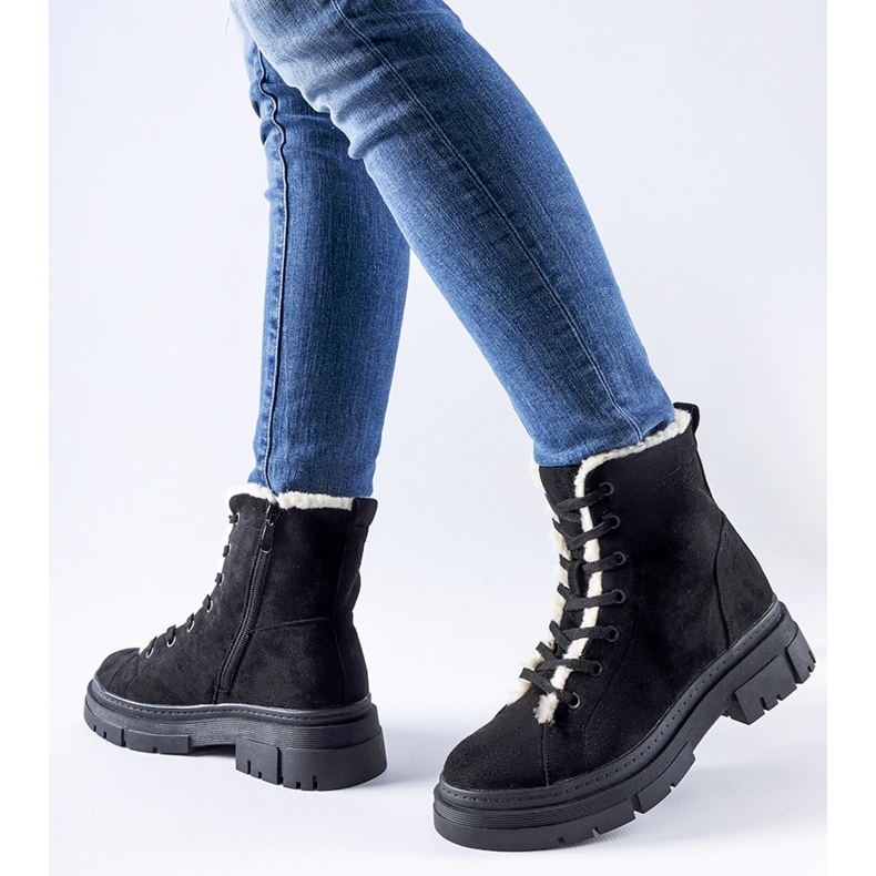 Botine izolate negre din piele ecologică Chamblee negru 1 Botine izolate negre din piele ecologică Chamblee negru 1