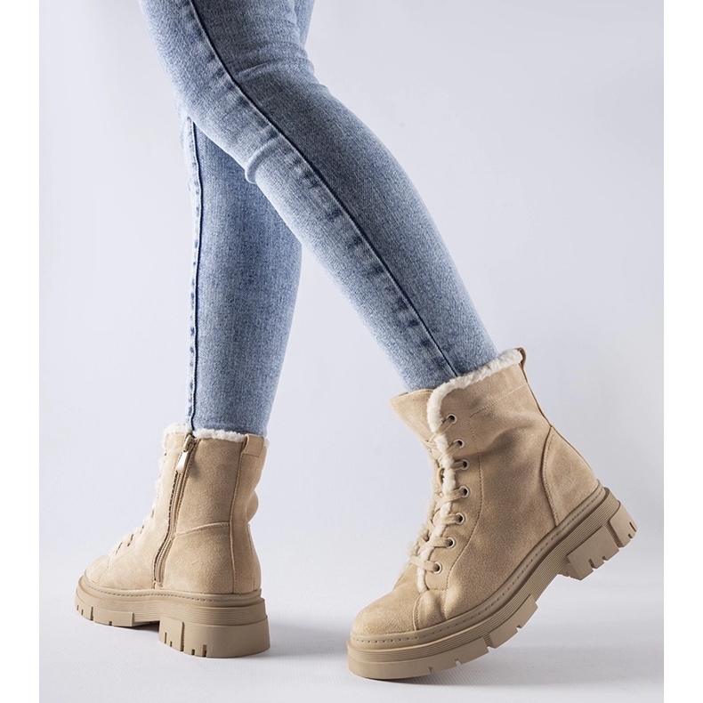 Botine izolate bej din piele ecologică Chamblee 1