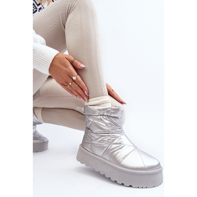 Cizme de zăpadă de damă Silver Fionia pe o platformă masivă argint 1 Cizme de zăpadă de damă Silver Fionia pe o platformă masivă argint 1