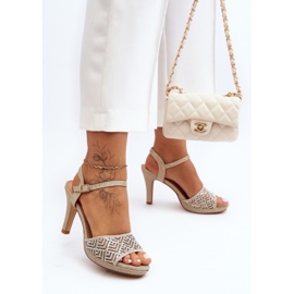 Sandale decorate cu toc înalt D&amp;A MR1038-44 Aur de aur 2