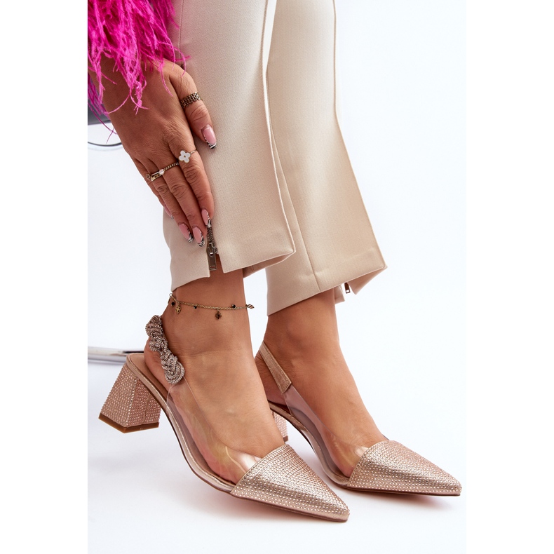 Pompe elegante cu vârf ascuțit D&amp;A MR91292-1 Champagne de aur 2