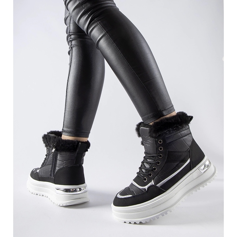 Cizme de zăpadă sport Trieste negre cu blană negru 1