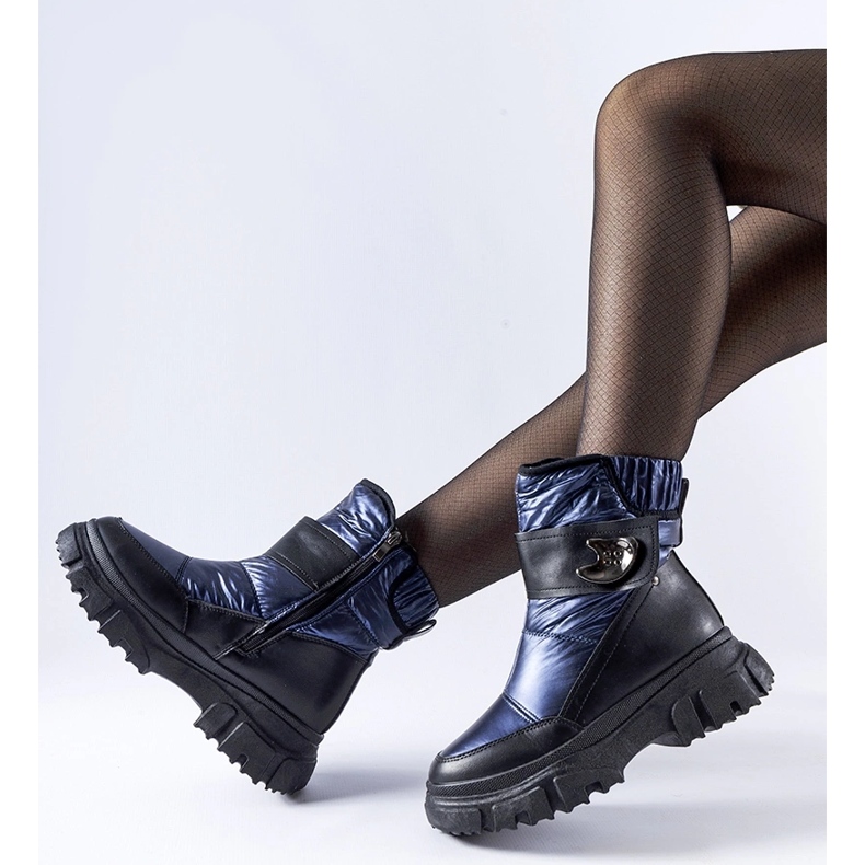 Cizme de zapada izolate Mejia bleumarin si negre albastru 1