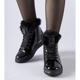 Tenisi negri căptușiți cu blană Lubriano negru 1 Tenisi negri căptușiți cu blană Lubriano negru 1