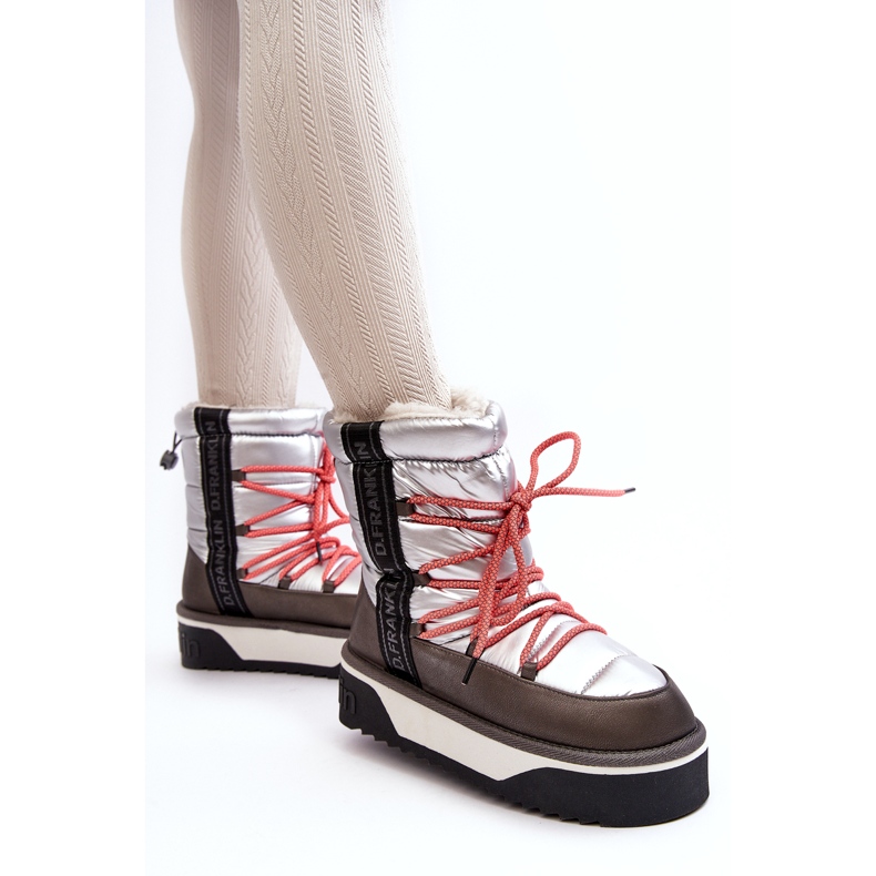 Cizme de zăpadă pentru femei pe o talpă vegană groasă D.Franklin DFSH371006 Silver argint 1