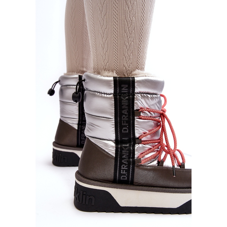 Cizme de zăpadă pentru femei pe o talpă vegană groasă D.Franklin DFSH371006 Silver argint 3