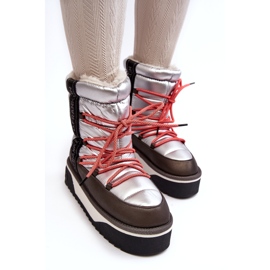 Cizme de zăpadă pentru femei pe o talpă vegană groasă D.Franklin DFSH371006 Silver argint 4