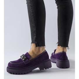 Mocasini violet decorati cu strasuri de la Urbano 1