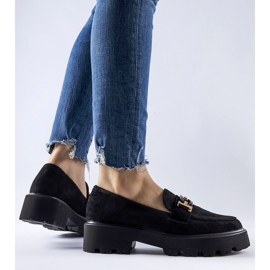 Mocasini negri decorati cu catarama Pisa negru 1