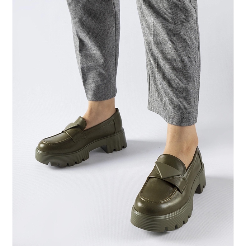 Mocasini verzi cu talpă Eligio masivă verde 1