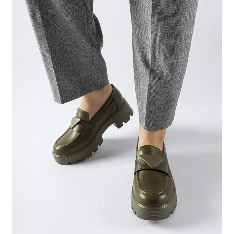 Mocasini verzi cu talpă Eligio masivă verde 2